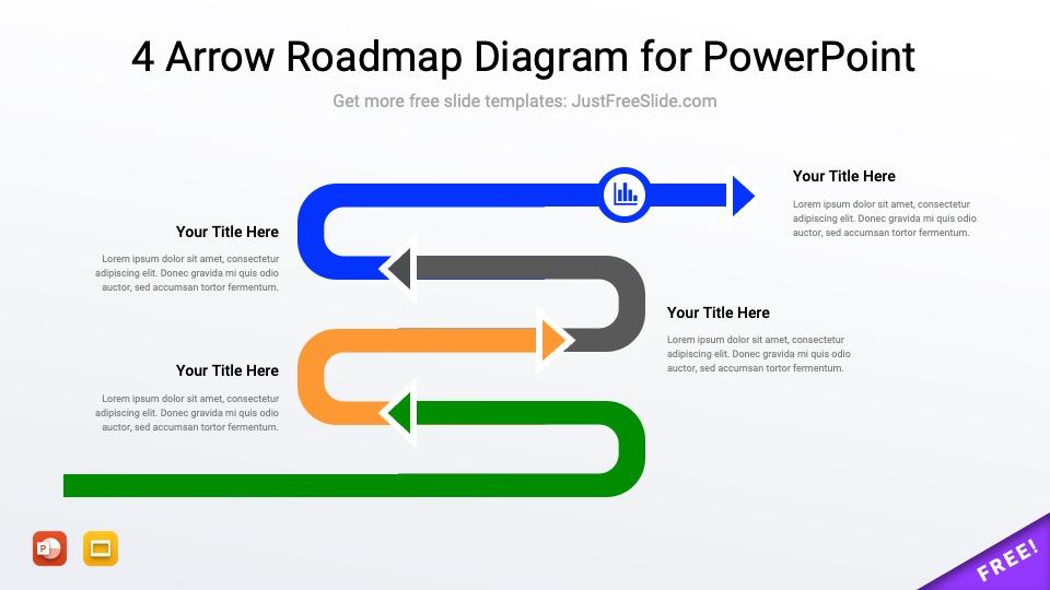 Free 4 Arrow Roadmap Diagram for PowerPoint