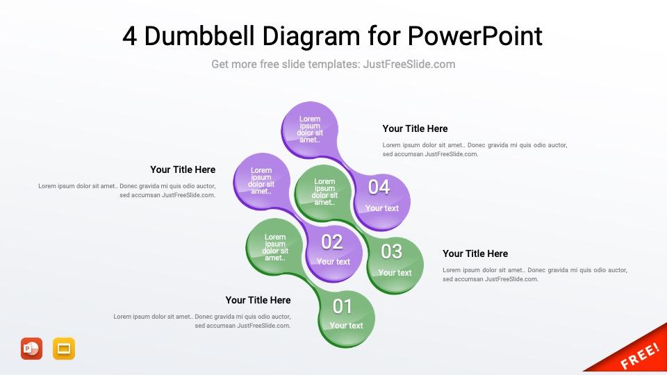Free 4 Dumbbell Diagram for PowerPoint