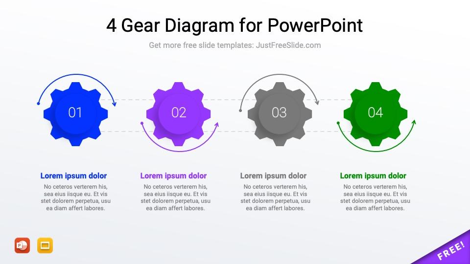4 Gear Diagram for PowerPoint Free Download