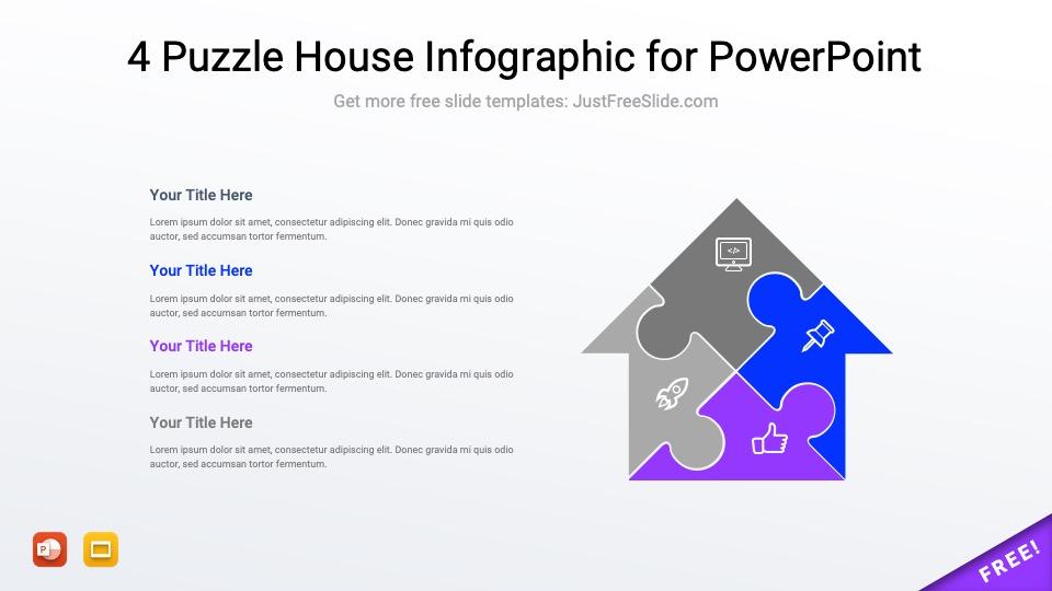 Free 4 Puzzle House Infographic for PowerPoint