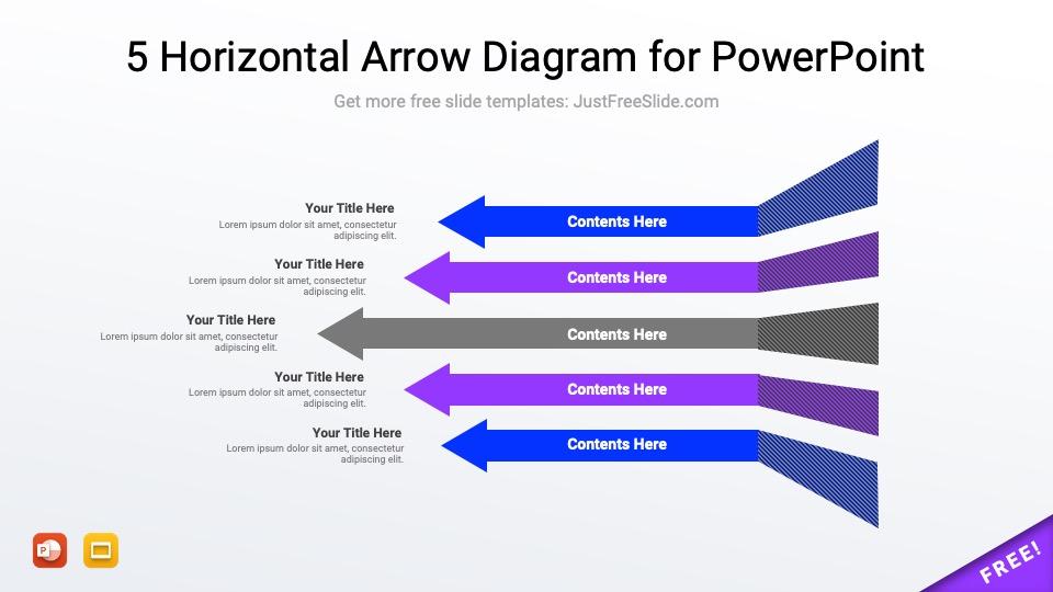 Free 5 Horizontal Arrow Diagram for PowerPoint