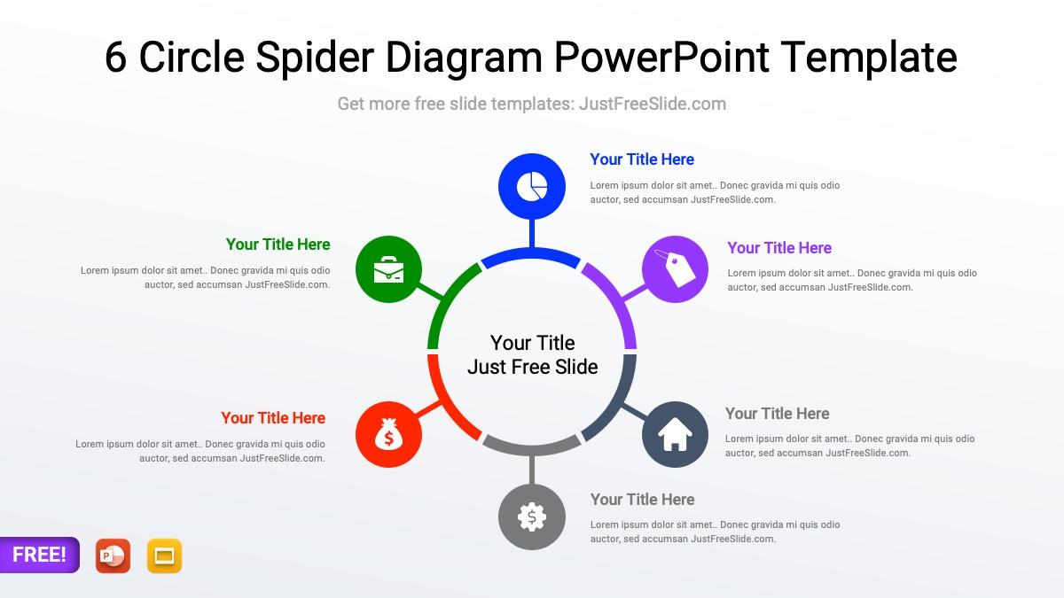 Free 6 Circle Spider Diagram PowerPoint Template