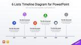 6 Lists Timeline Diagram for PowerPoint