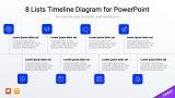8 Lists Timeline Diagram for PowerPoint
