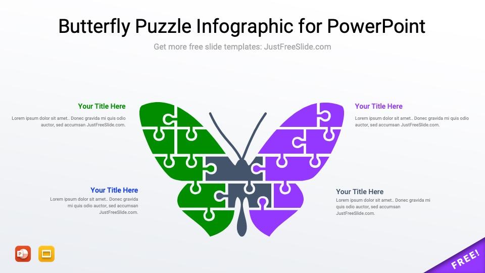 Free Butterfly Puzzle Infographic for PowerPoint