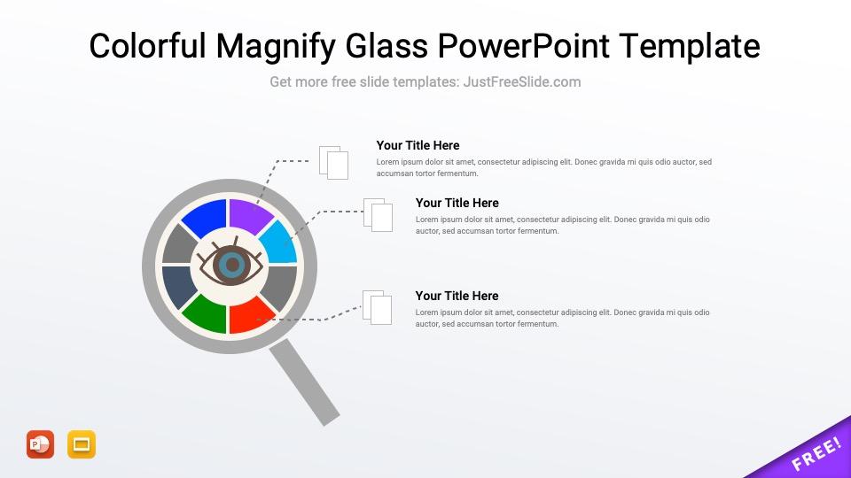 Colorful Magnify Glass PowerPoint Template Free Download