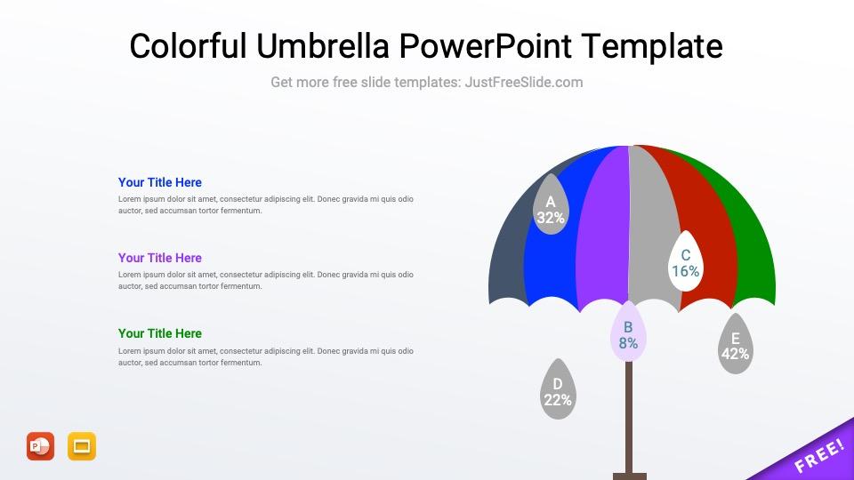 Free Colorful Umbrella PowerPoint Template (2 Slides)