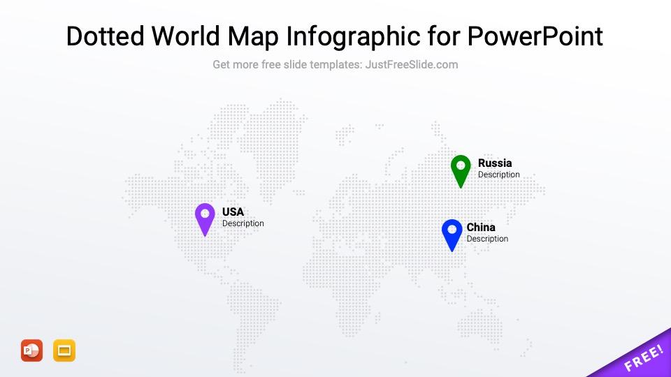 Free Dotted World Map Infographic for PowerPoint