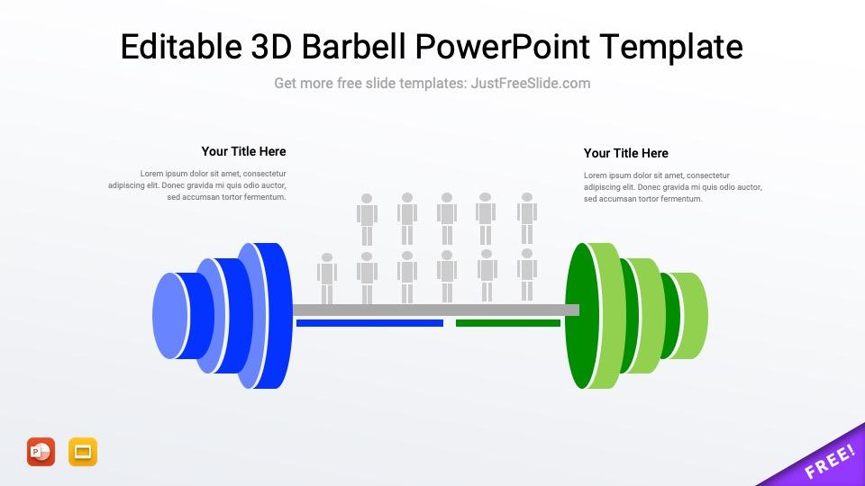 Editable 3D Barbell PowerPoint Template Free Download