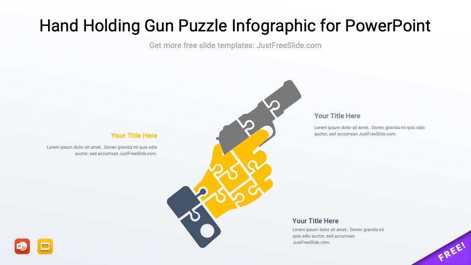 Free Hand Holding Gun Puzzle Infographic for PowerPoint