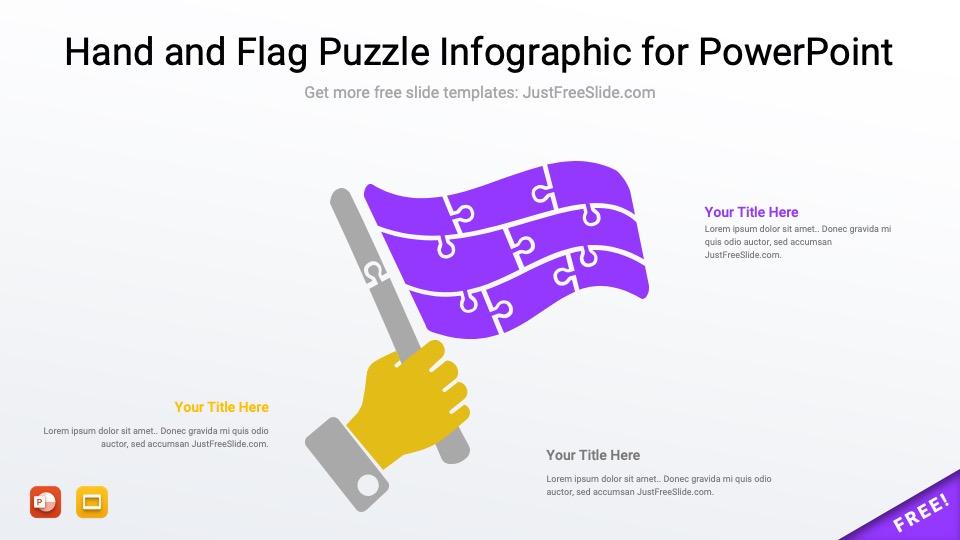 Free Hand and Flag Puzzle Infographic for PowerPoint