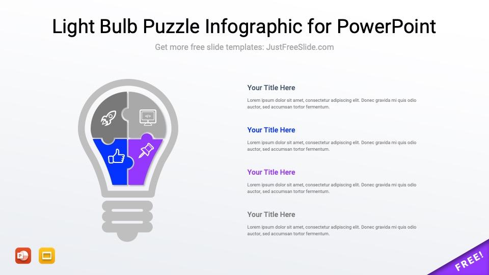 Free Light Bulb Puzzle Infographic for PowerPoint