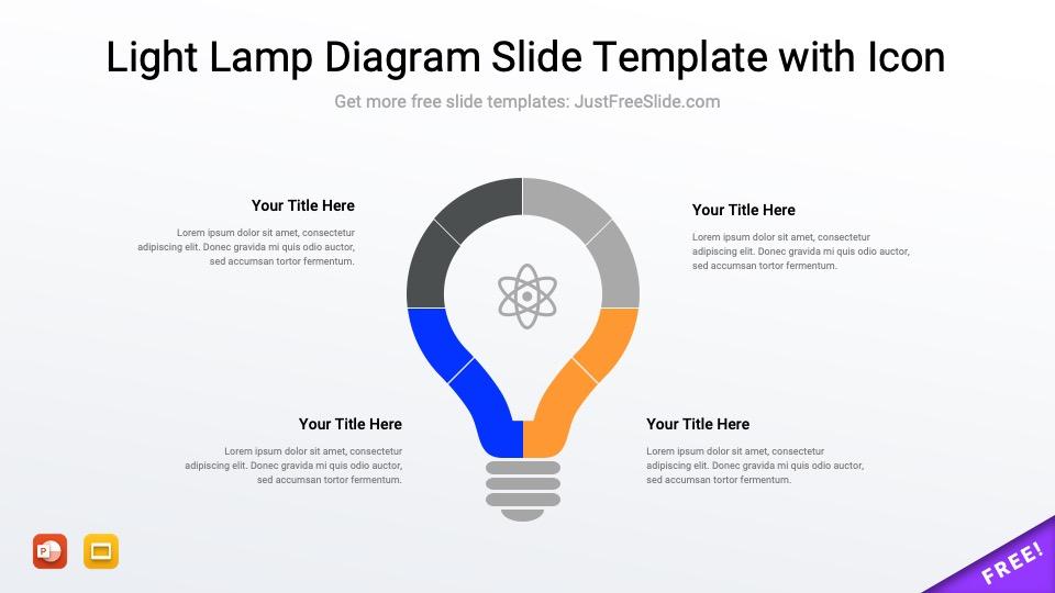 Free Light Lamp Diagram Slide Template with Icon