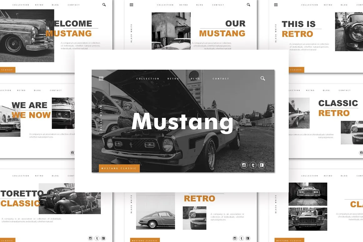 Mustang Powerpoint Template, our pick of the best minimal car presentation template