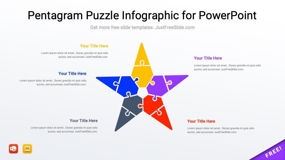 Free Pentagram Puzzle Infographic for PowerPoint