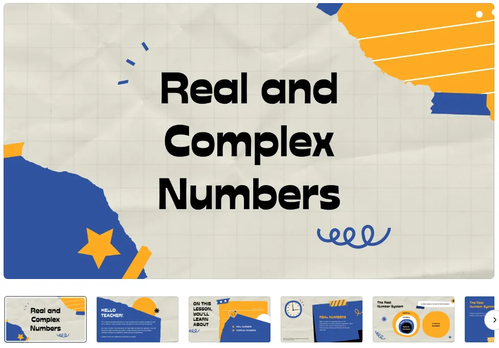 Real and Complex Numbers Presentation Template