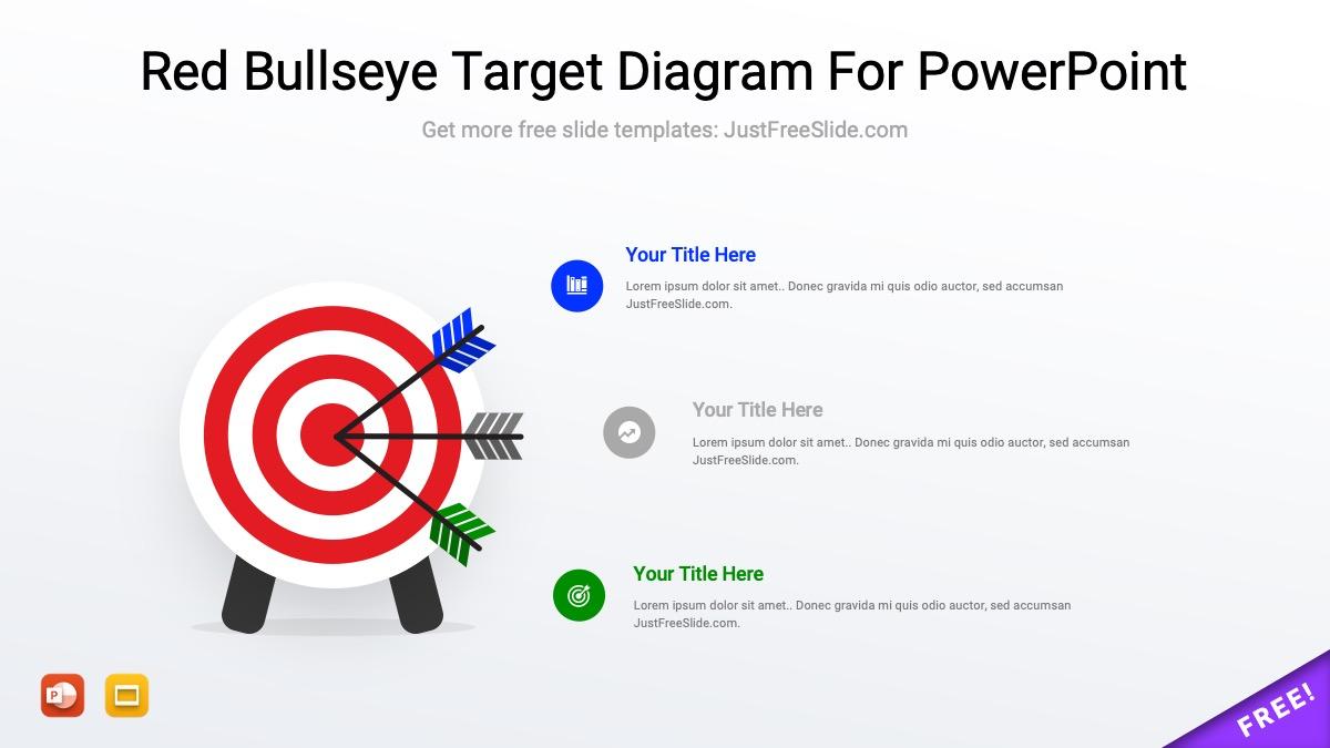 Free Red Bullseye Target Diagram For PowerPoint