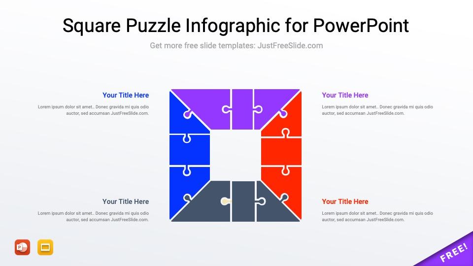 Free Square Puzzle Infographic for PowerPoint