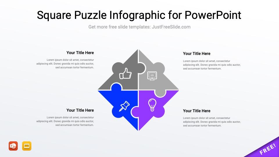 Free Square Puzzle Infographic for PowerPoint