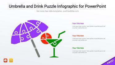 Umbrella and Drink Puzzle Infographic for PowerPoint