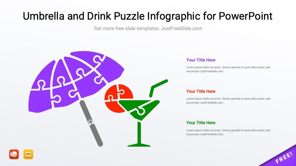 Free Umbrella and Drink Puzzle Infographic for PowerPoint