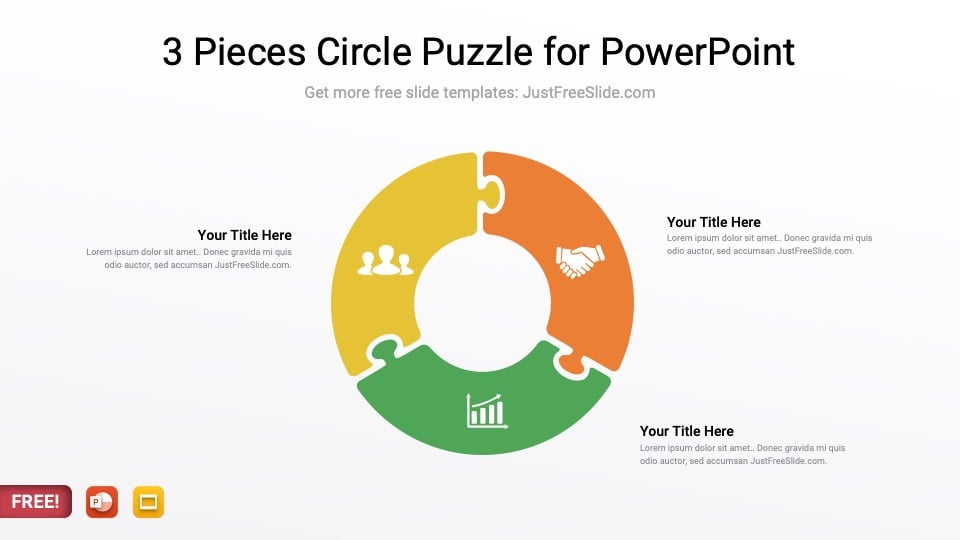 3 Pieces Circle Puzzle for PowerPoint