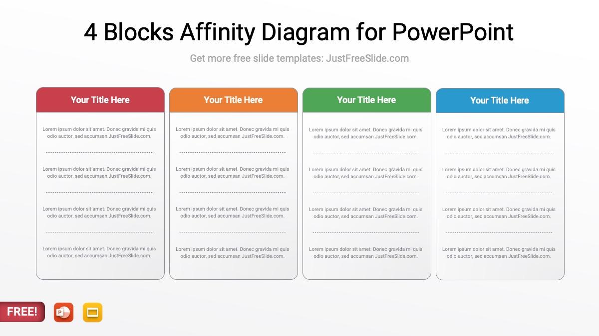 Free 4 Blocks Affinity Diagram for PowerPoint