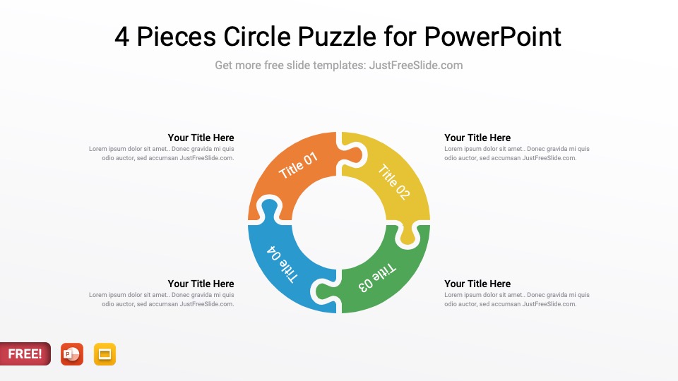 Free 4 Pieces Circle Puzzle for PowerPoint