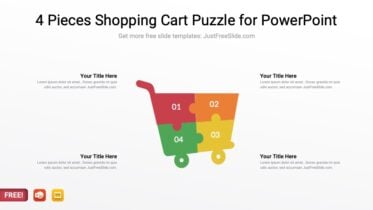 4 Pieces Shopping Cart Puzzle for PowerPoint