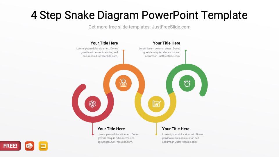 4 Step Snake Diagram PowerPoint Template