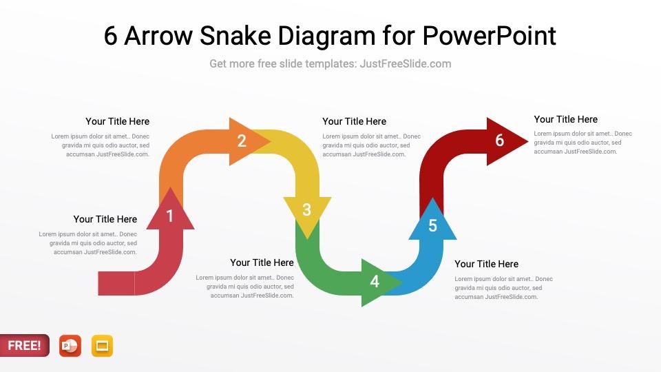 6 Arrow Snake Diagram for PowerPoint