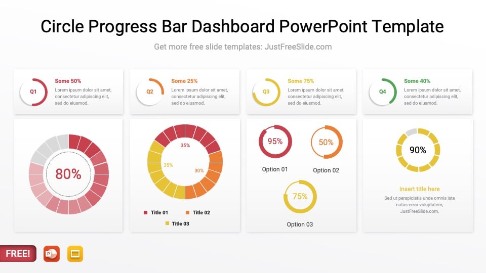 Circle Progress Bar Dashboard PowerPoint Template
