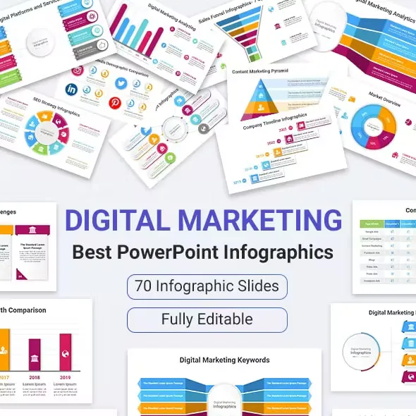 Digital Marketing Infographics Solutions PowerPoint Diagrams Template