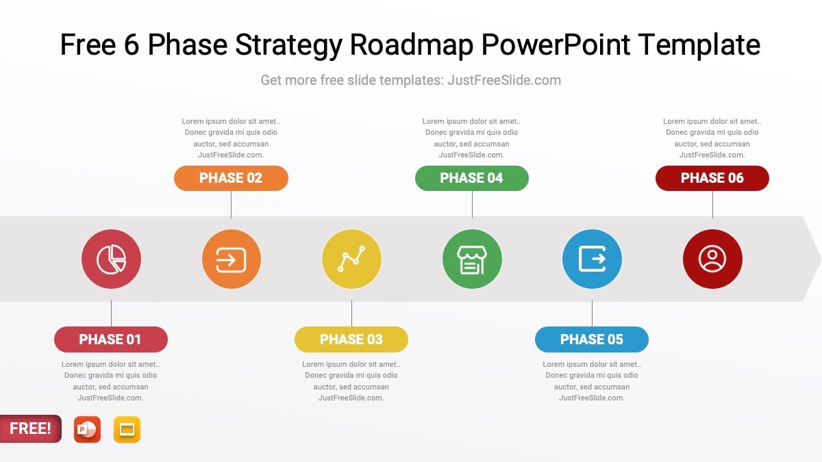 Free 6 Phase Strategy Roadmap PowerPoint Template - Just Free Slide Animated Christmas Powerpoint Backgrounds