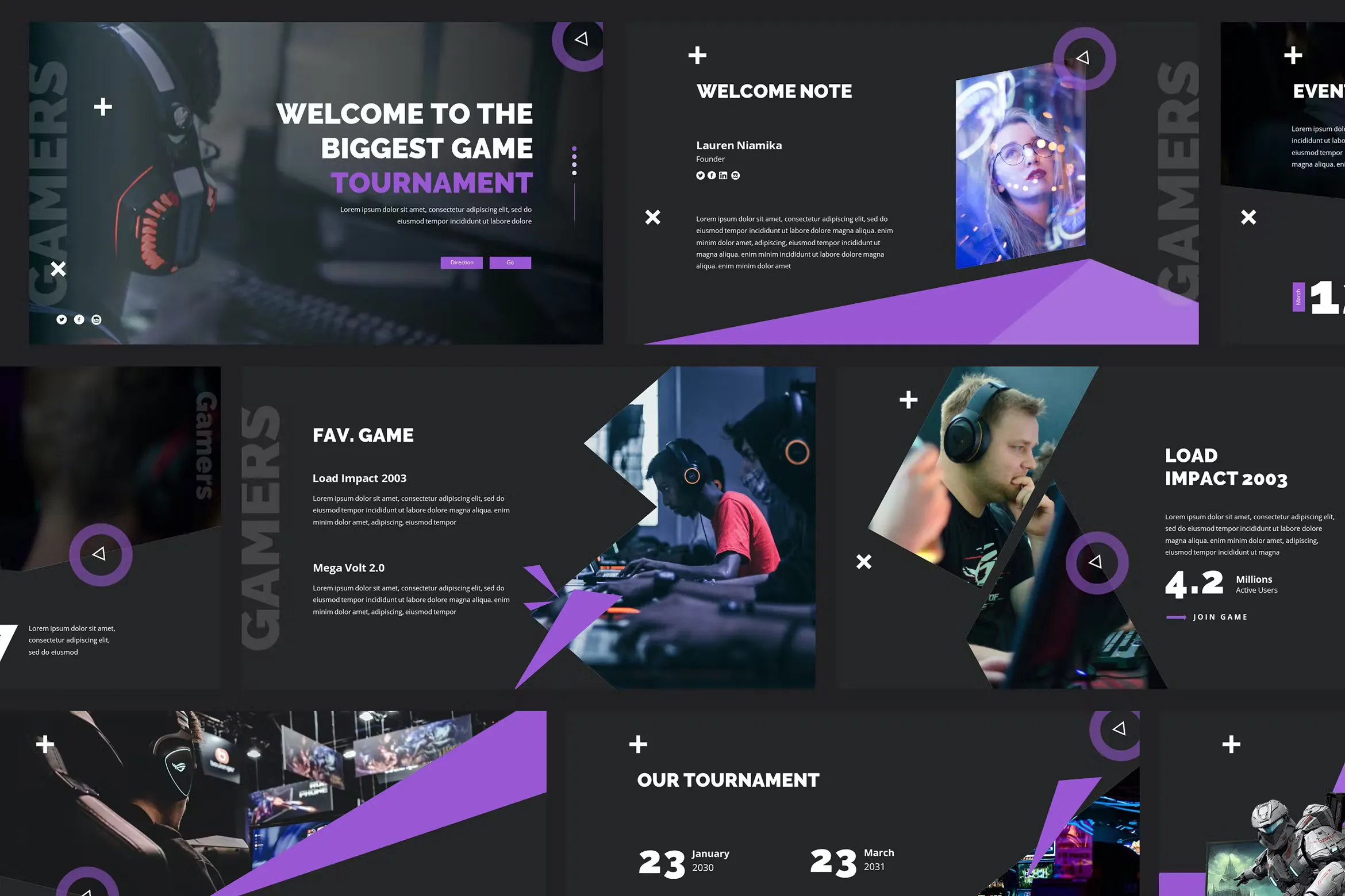 Purple Esports Gaming Powerpoint Template