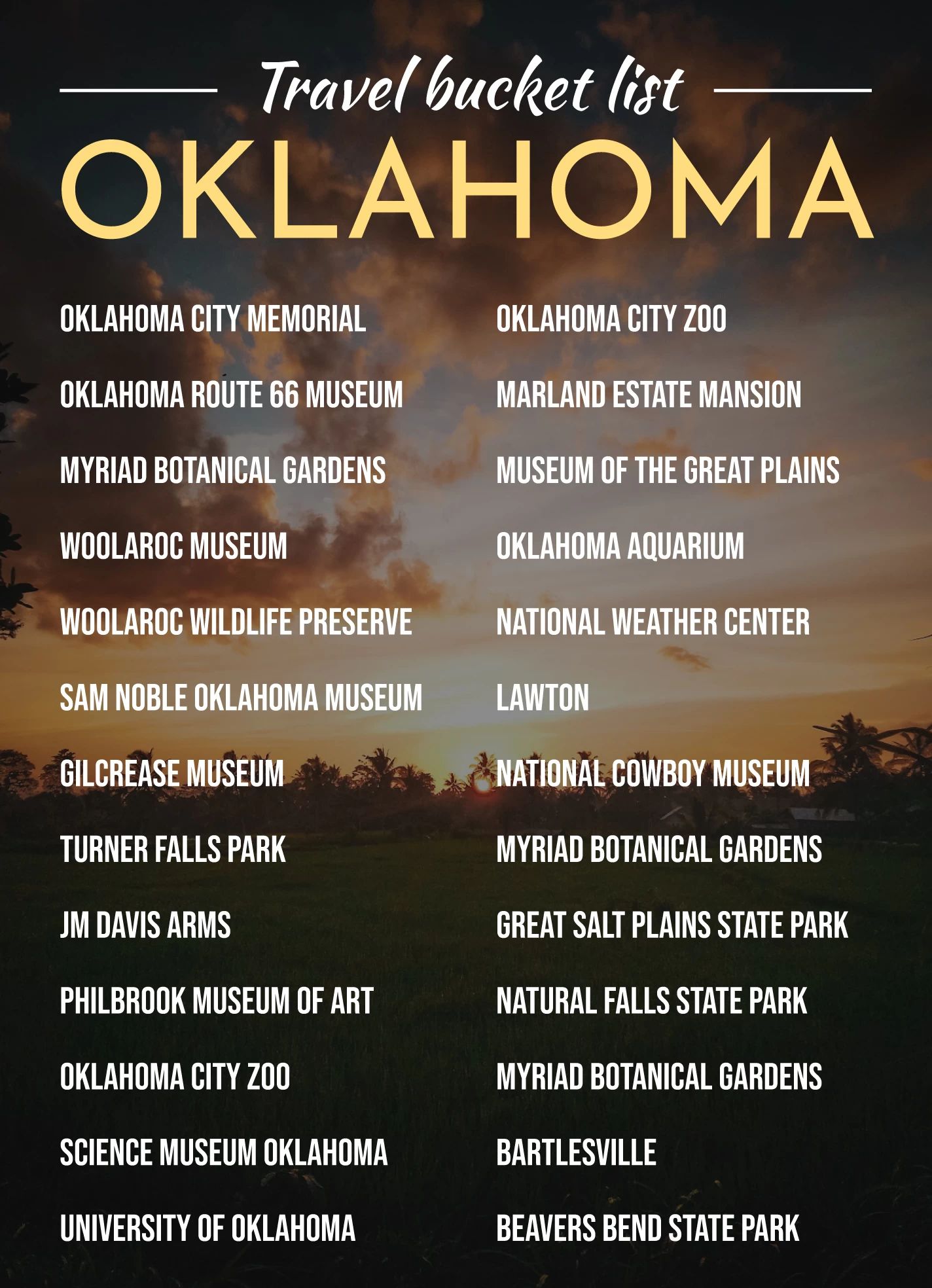 Oklahoma Travel Bucket List Google Slides Template