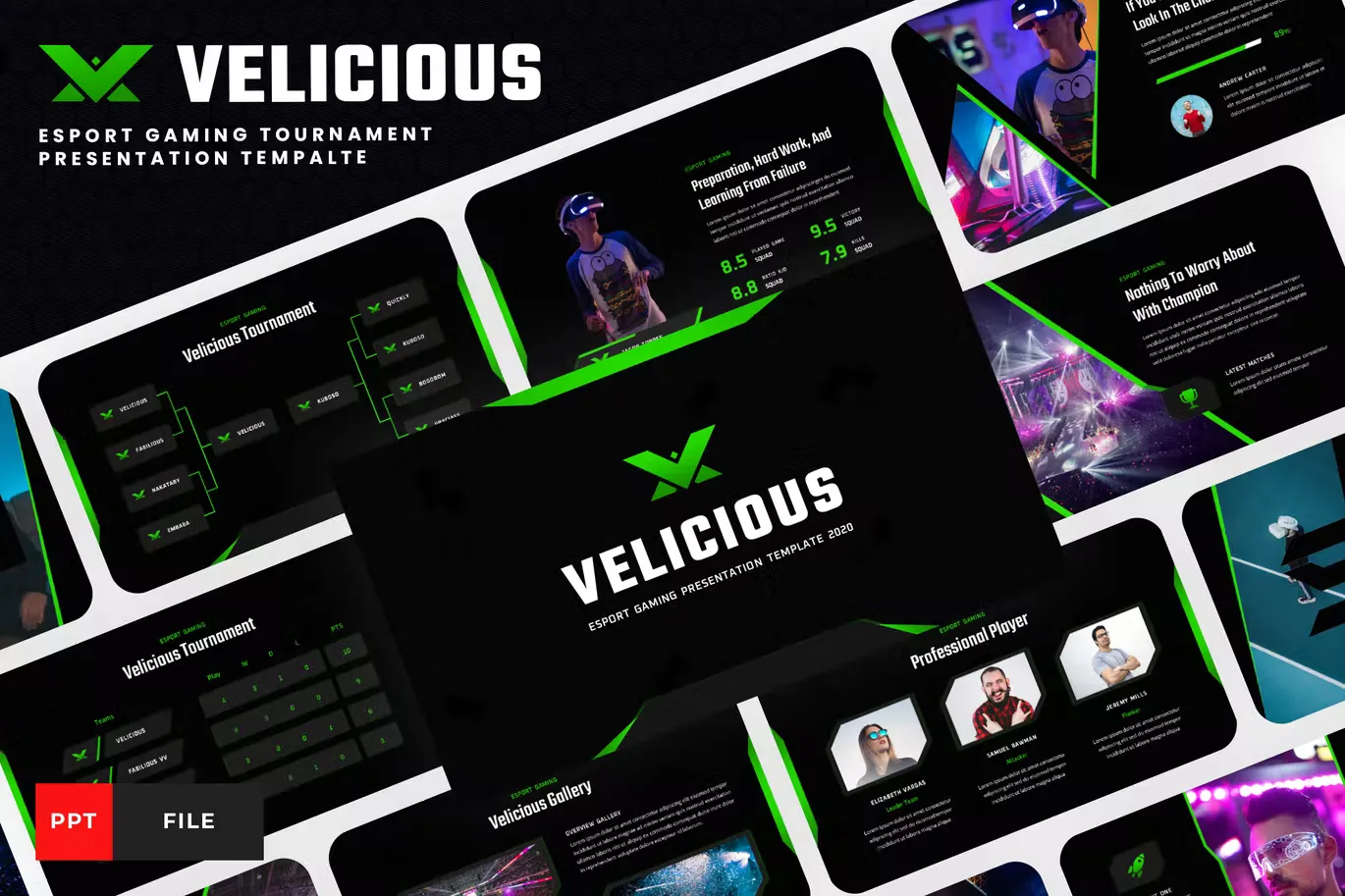 Velicious Esport Gaming PowerPoint Template