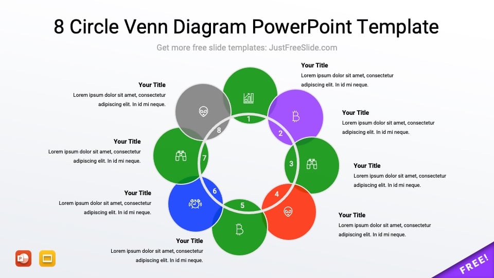 8 Circle Venn Diagram PowerPoint Template