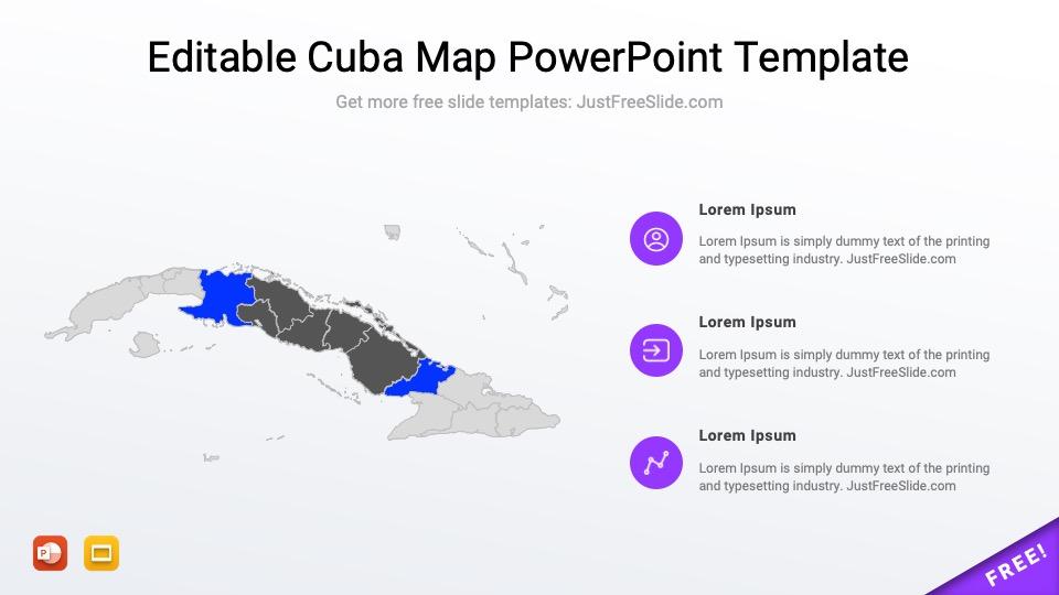 Free Editable Cuba Map PowerPoint Template