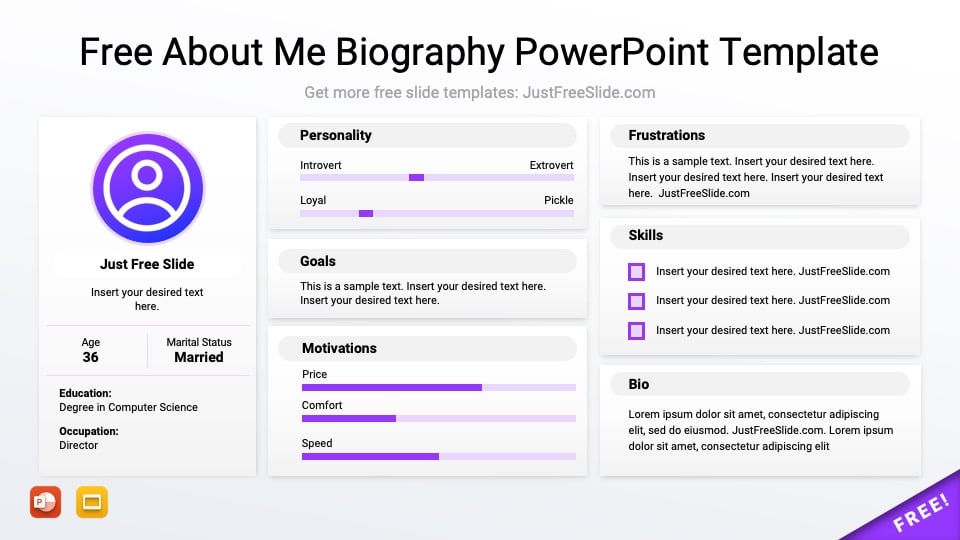 Free About Me Biography PowerPoint Template