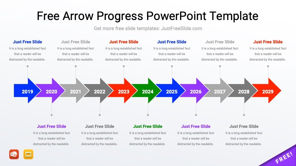 Free Arrow Progress PowerPoint Template