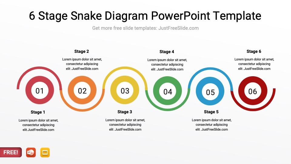 Snake Diagram PowerPoint Template 6 stage