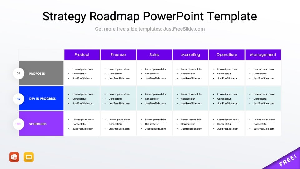 Free Strategy Roadmap PPT Template (3 Slides)