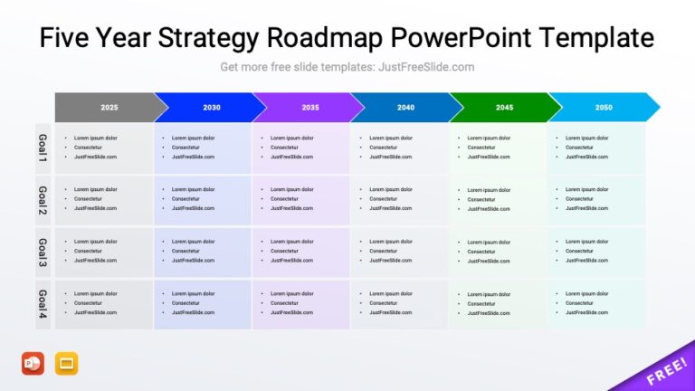 Free Strategy Roadmap PPT Template (3 Slides) | Just Free Slide