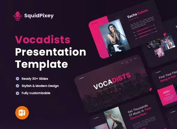 Vocadists – Music Organizer Studio PowerPoint Template