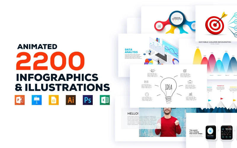 2200 Animated Infographics Bundle PowerPoint template