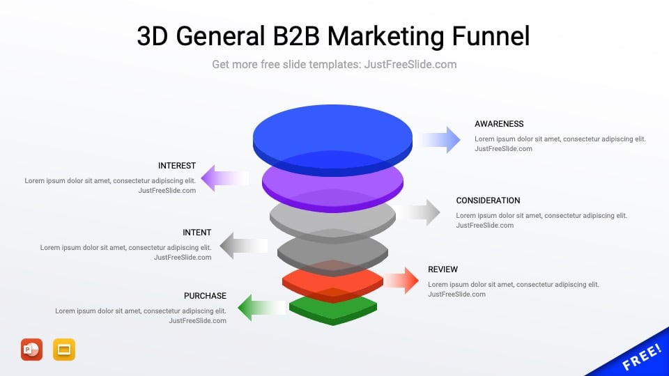 3D General B2B Marketing Funnel Template for PowerPoint