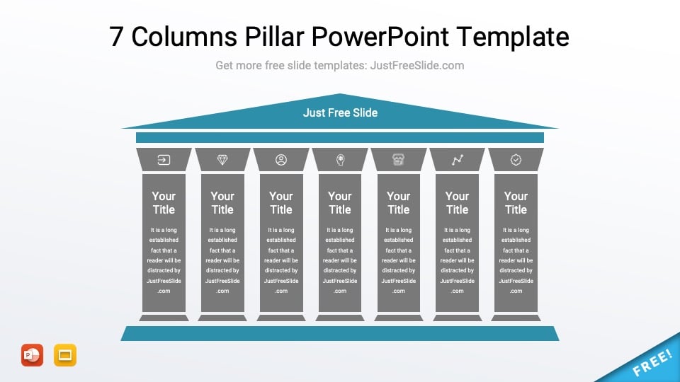 Free 7 Columns Pillar PowerPoint Template