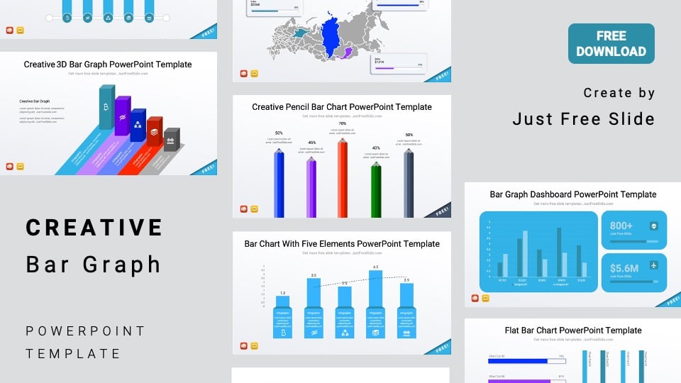 Free Creative Bar Graph PowerPoint Template (7 Slides)