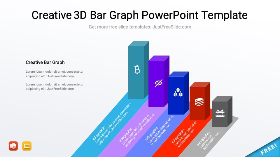 Creative 3D bar graph powerpoint template